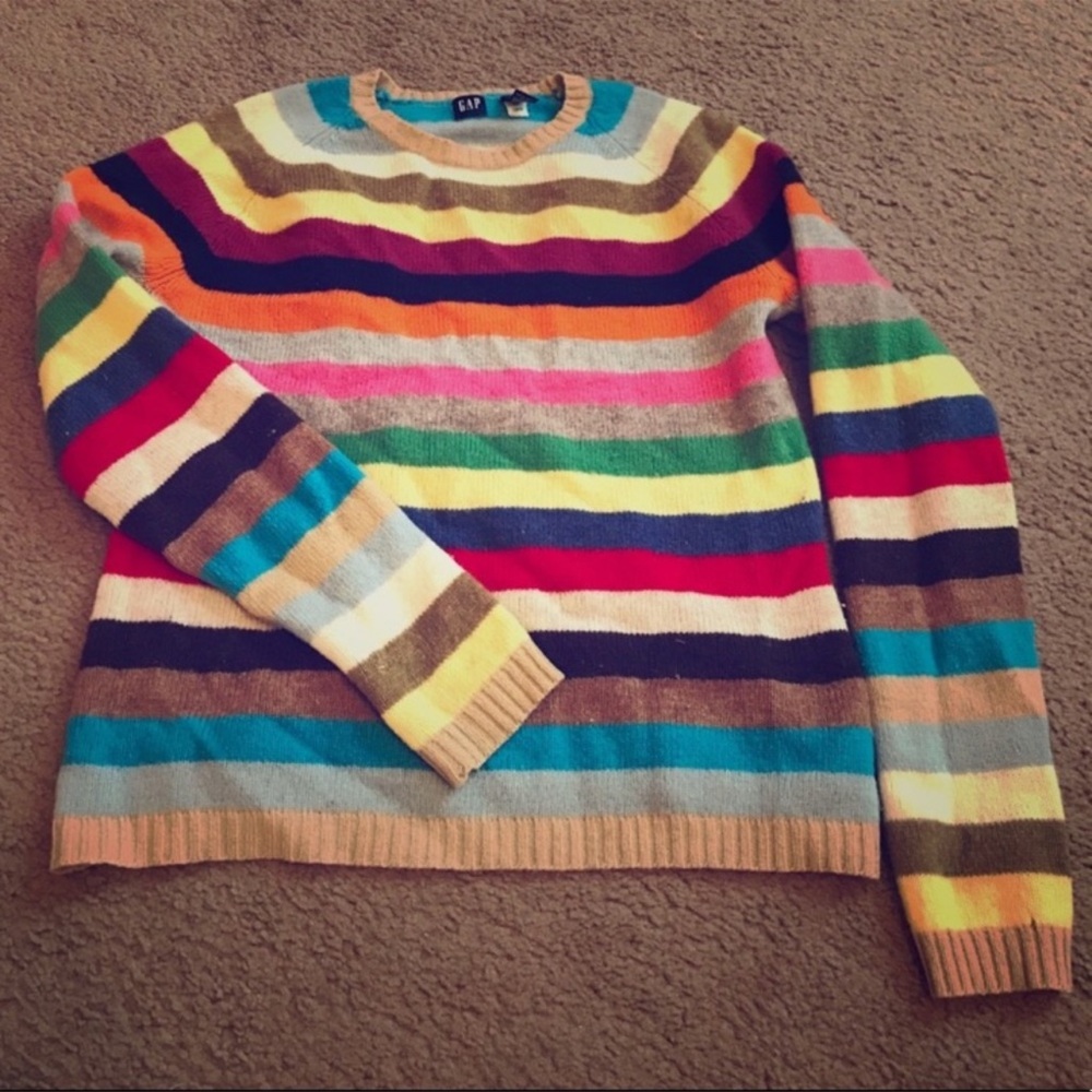 Gap crazy stripe wool sweater colorful rainbow